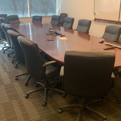 Large Wood Conference Table And Chairs