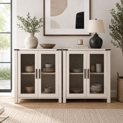 Off White Double Storage Cabinet Set.