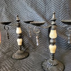 Marble And Metal Candle Holders