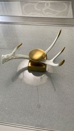 Decorative Antler Sculpture with Gold Base