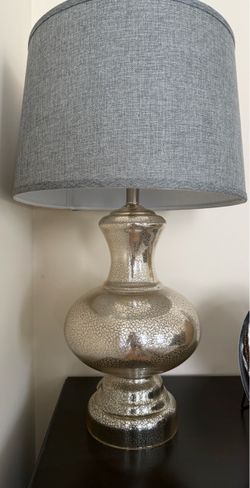 Set of 2 Mercury Glass Table Lamps with Gray Shades