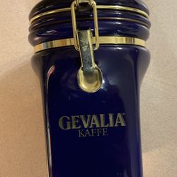 Rare Vintage cobalt Blue Gevalia Kaffe Coffee Canister Like New