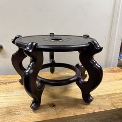 Asian Style Wooden Plant Stand – Round Display Stand for Vase/Bonsai