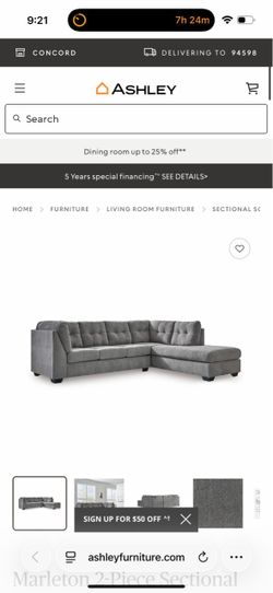 Free Delivery + Installation Ashley Marleton Gray Sectional with Chaise