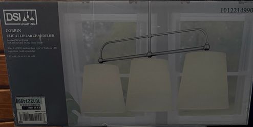 DSI LIGHTING Corbin 3-Light Brushed Nickel Linear Chandelier with White Opal Glass Shades