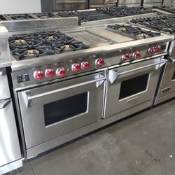 Wolf 60" Stainless Steel Double Oven Gas Range Stove 