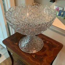 Vintage Cut Crystal Glass Punch Bowl