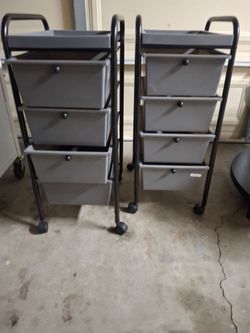 Rolling Storage Cart with Drawers – Set of 2