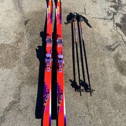 SALOMON 186 Snow Skis With Bindings + Free Poles
