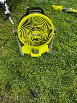 RYOBI ONE+ 18V Cordless Hybrid WHISPER SERIES 12 in. Misting Air Cannon Fan (Tool Only)