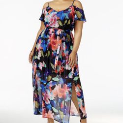 City Chic Trendy Plus Size 16 Cold-Shoulder Maxi Dress