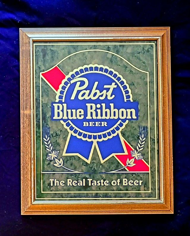 Vintage PBR Pabst Blue Ribbon Beer Mirrored Bar Sign