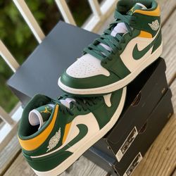 BRAND NEW JORDAN 1 MID “SONICS” FOR SALE!!! MEN SIZES 9.5 & 13 $170
