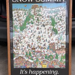 Snow Summit Vintage Framed Ski Poster – Large Wall Art