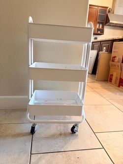 White 3-Tier Metal Rolling Cart