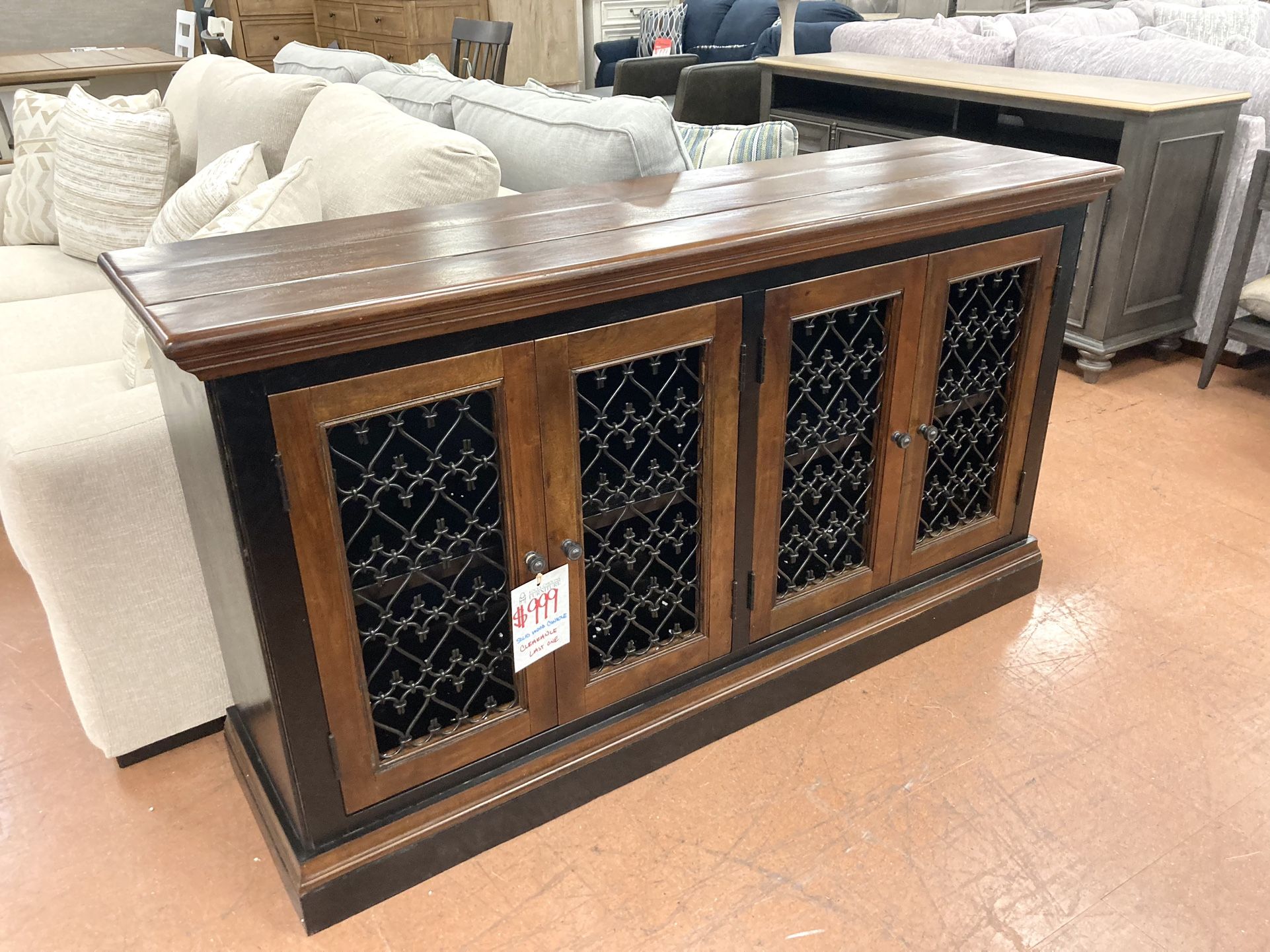 New 68” Solid Wood Console — CLEARANCE 