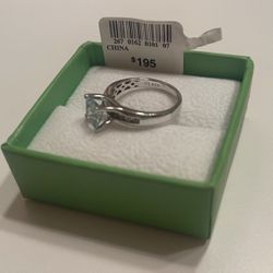 925 Sterling Silver Ring With White Sapphire Diamond 