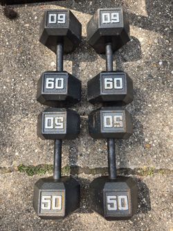 50lb and 60lb Metal Hex Dumbbells