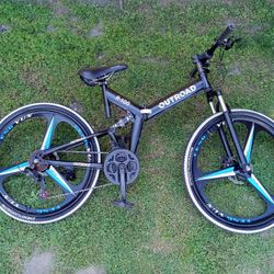 26 INCH R-100 OUTROAD 21 SPEED SHIMANO FULL SUSPENSION FOLDABLE MOUNTAIN BICYCLE READY TO RIDE 