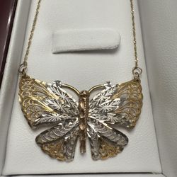 10k Gold Butterfly Necklace & Chain