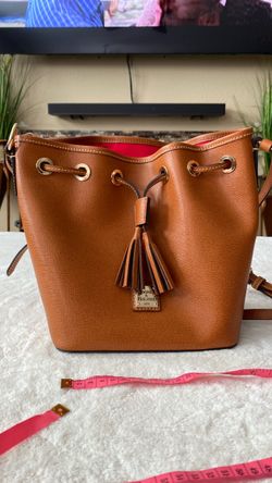 Dooney Bourke Kendall Crossbody Bucket Bag Camel Pebbled Brown Shoulder Bag