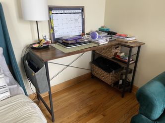 47” Brown L-Shaped Desk