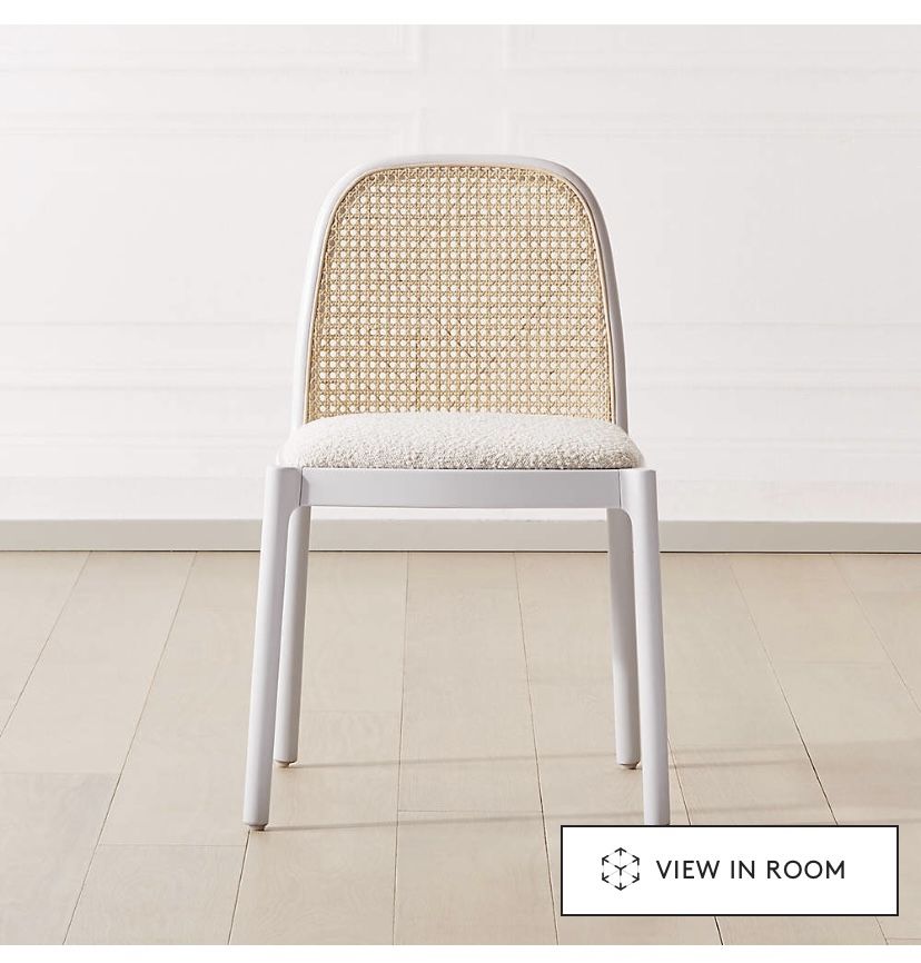 New! CB2 Nadia White Cane Woven Chairs (4)