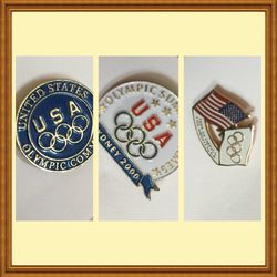 Set of Three (3) Vintage Assorted Olympic Hat Lapel Pins