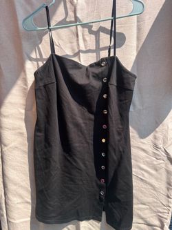 Black Mini Dress with Snap Buttons