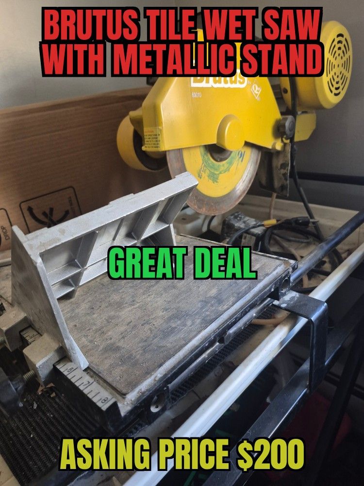 Brutus Wet Tile Saw With Metal Stand