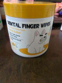 Dental Finger dog wipes peanut butter flavor