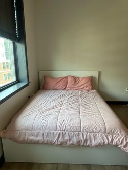 Queen Size Bed + Mattress + Pillows