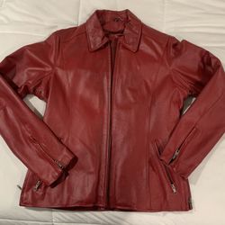 Womens Genuine Leather Red Jacket with Removable Lining Size L-Large