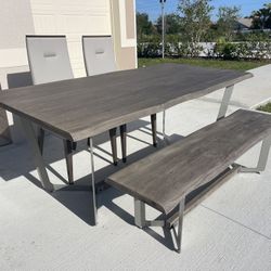 Dining Table W/ Bench & 2 Chairs - Used For Staging Purposes Only 