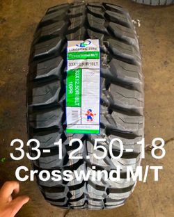 4 New 33X12.50R18 Crosswind M/T tires with free Installation , Balancing  33-12.50-18