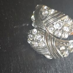 Silvertone  Clear Rhinestone Clip On Earrings 