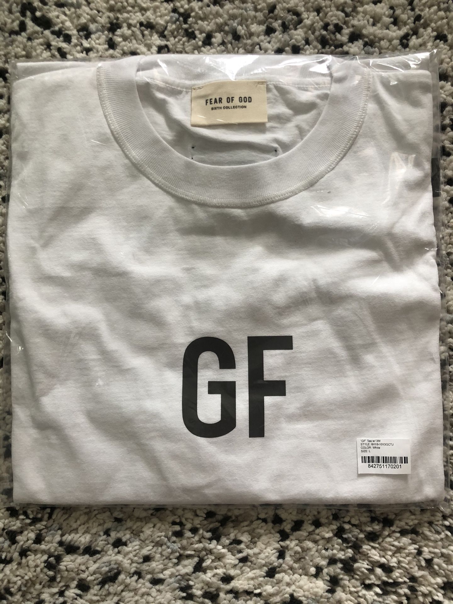 fear of god GF white 3M reflective Tee George Floyd Size Large