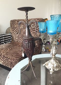 Brand New Handcrafted Metal & Weaved Candle Holder