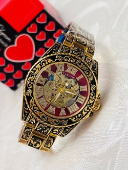 Premium Automatic Skeleton Watch – Red Dial | Waterproof, Luminous | Gift Box Included