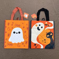 2 Brand new Halloween ghosts & black cat reusable bags