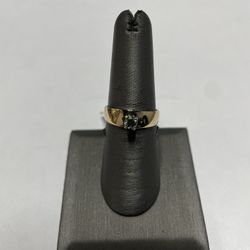 14 Karat Gold Blue Diamond Ring
