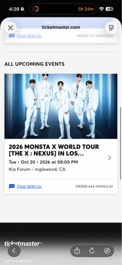 Monsta X World Tour 2026 Concert Ticket $80 EACH