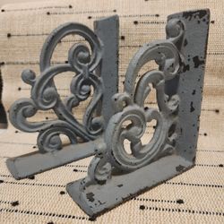 Antique Cast Iron Bookends, Lite Blue