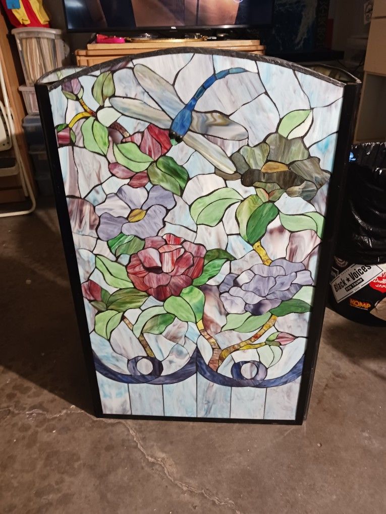 Meyda Tiffany Dragon Fly Flower Folding Fireplace Screen