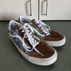 Vans Old Skool Skate Sneakers 751505 Bandana Green/Blue Pattern US Men’s Size 10