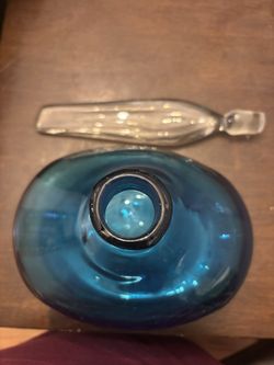  Vintage Blenco Glass Decanter Turquoise 