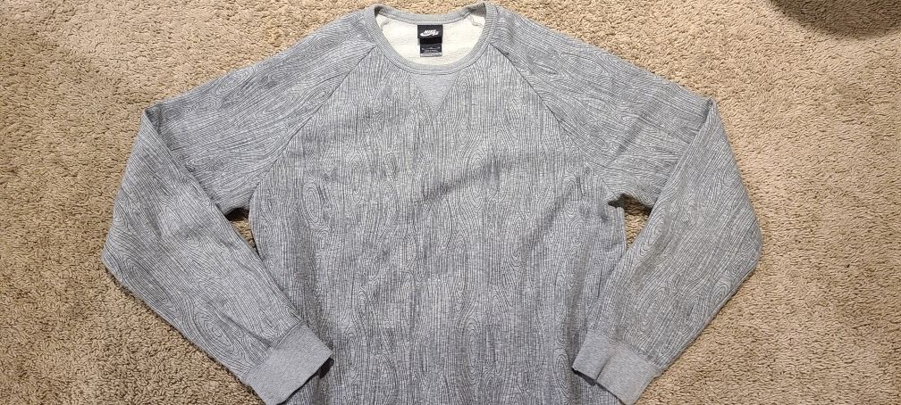 NIKE SB Men's Gray Cotton Sweatshirt in Wood Pattern  Size XL