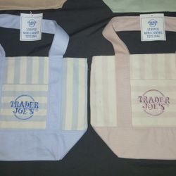 Trader Joe's Striped Mini Canvas Tote Bags