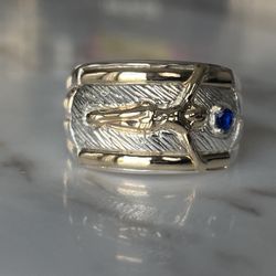 Man ring  silver 925 and gold 10k  size 9, 10, 11, 12 men rings  Silver 925 Sterling with 10k-Gold-Laminated Parts  Very fine man Ring: This high-qual