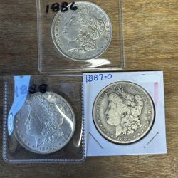 Three Silver Dollars. 90% Silver. Group 10